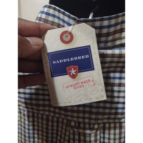 NWT New Saddlebred MultiColor Cotton Polyester Long Sleeve Button Shirt 2XL - Picture 8 of 11